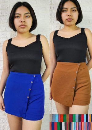 Short falda botones dama