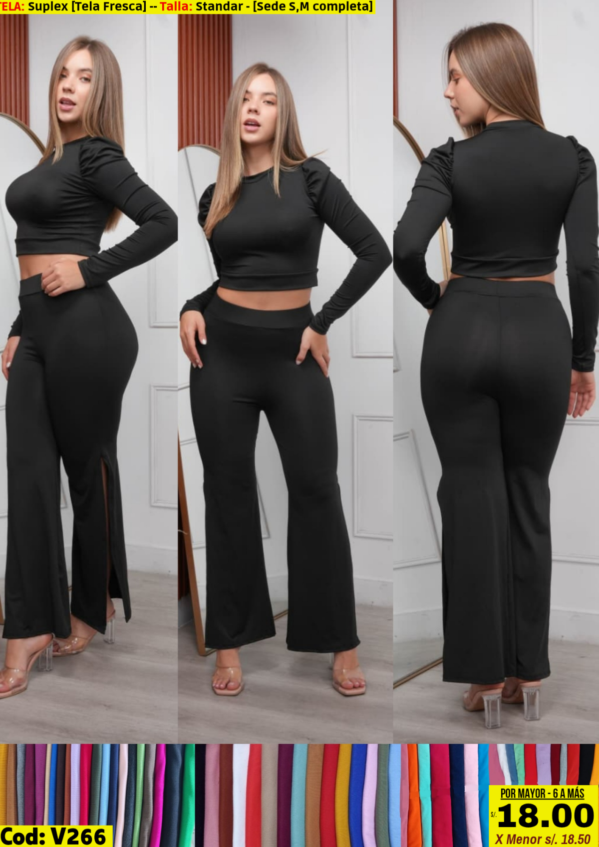 Conjunto crop+pantalon dama 2