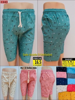 short stone licrado estampado