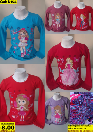 Polo manga larga estampado nina