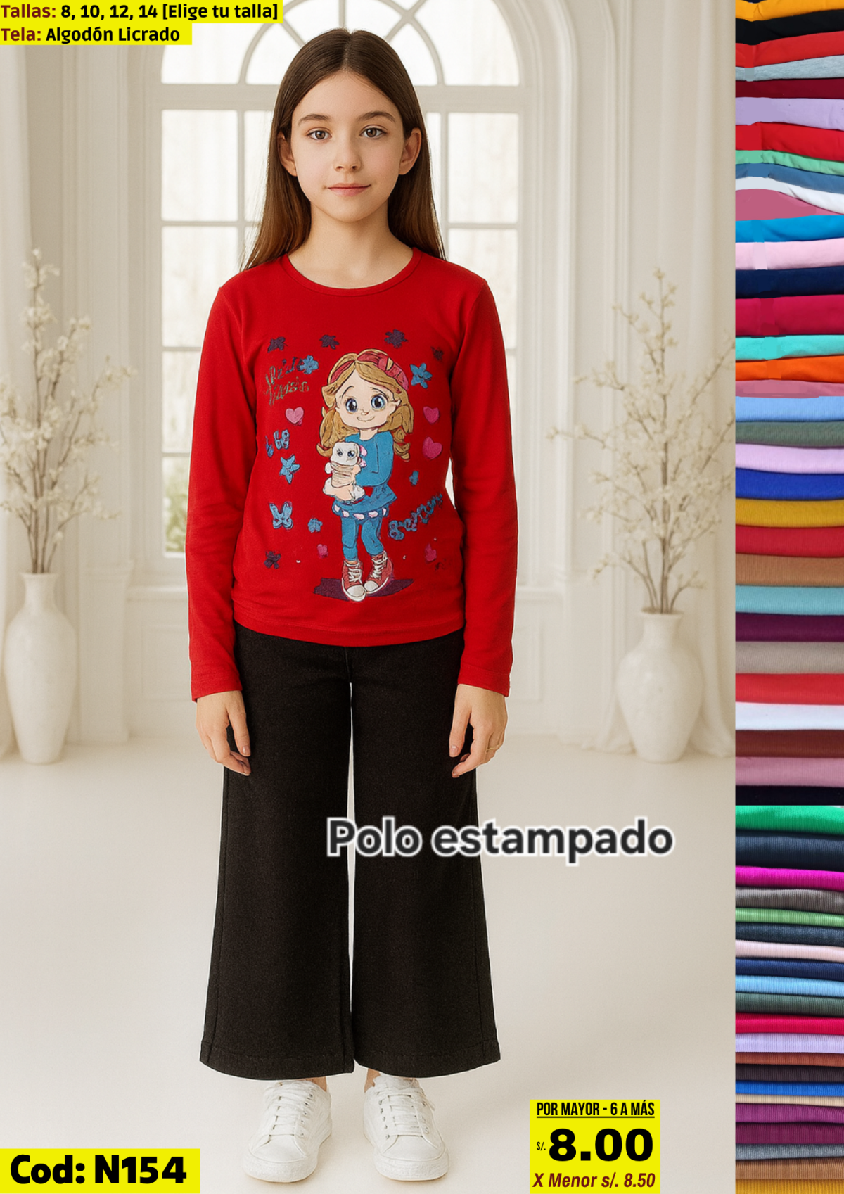 Polo manga larga estampado nina 2